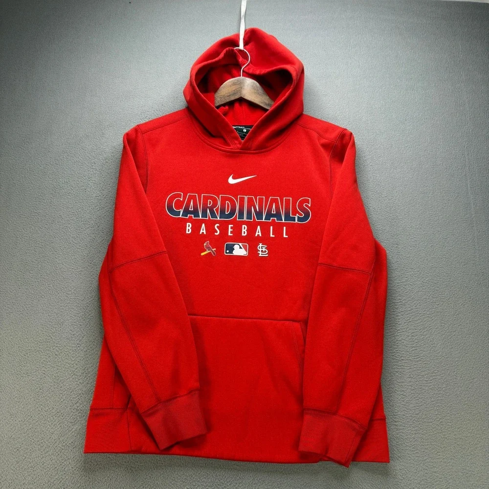 St. Louis Cardinals Nike Dri-FIT Baseball Hoodie Kids Large 14/16 Red Polyester